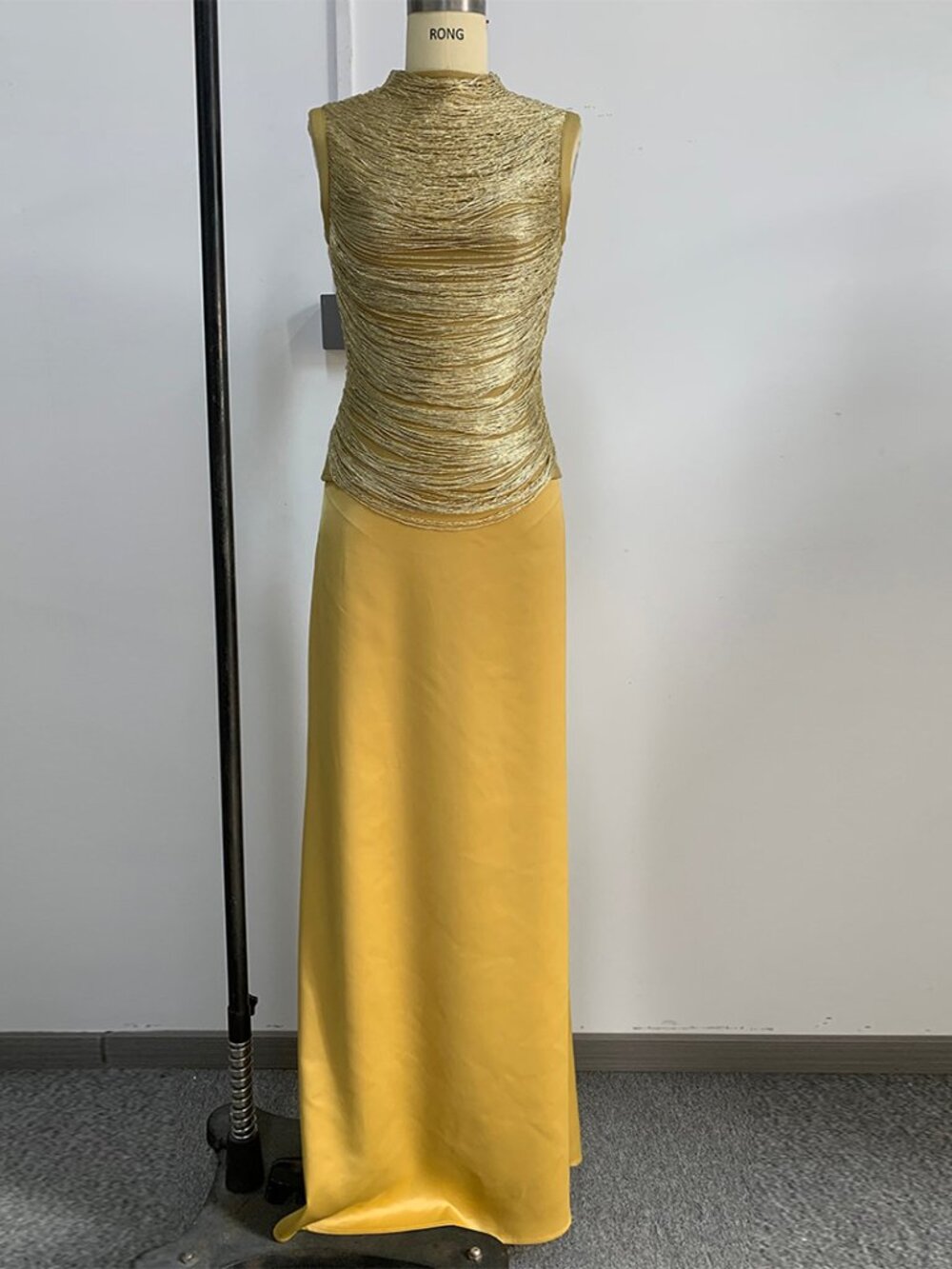 Elegant Gold  Two-Piece Skirt Set